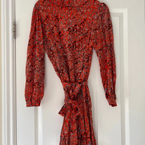 MAJE Wrap Dress Long sleeves Mini Leopard Print Size T1 / XS - Picture 3 of 5